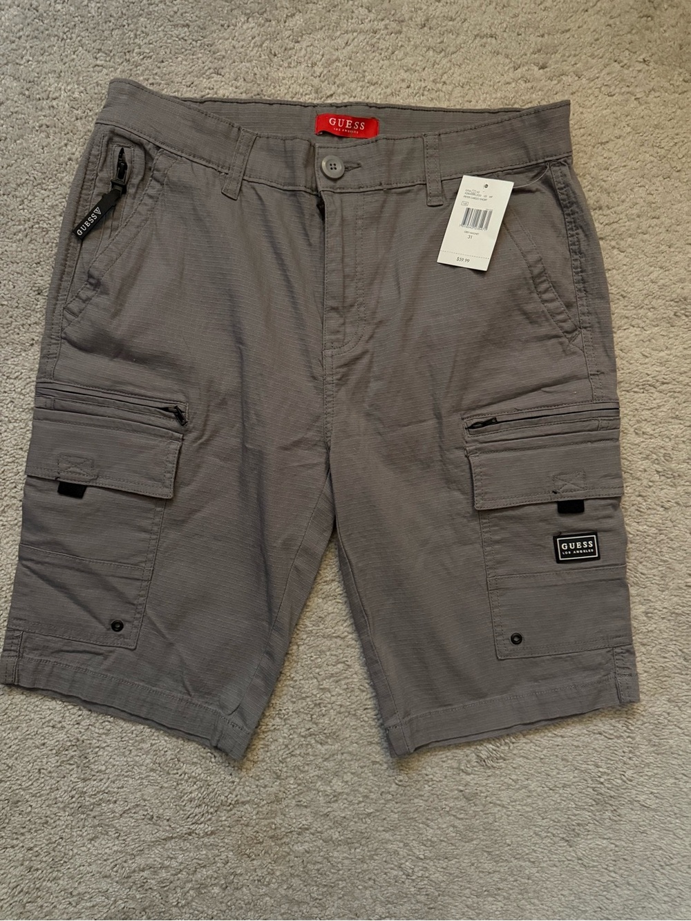 GUESS Men's Gray Utility Cargo Shorts